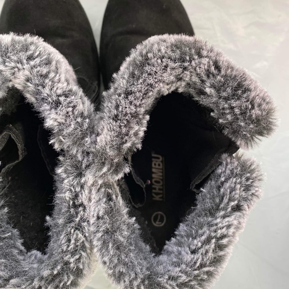 Khombu Jessica Womens Boots Winter Faux Fur Leather Ankle Booties Black Size 7M - Picture 10 of 12